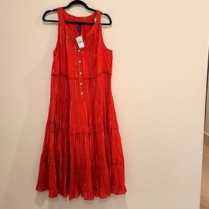New with tags midi length red and gold dress